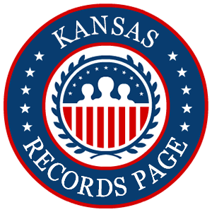 A red, white, and blue round logo with the words Kansas Records Page